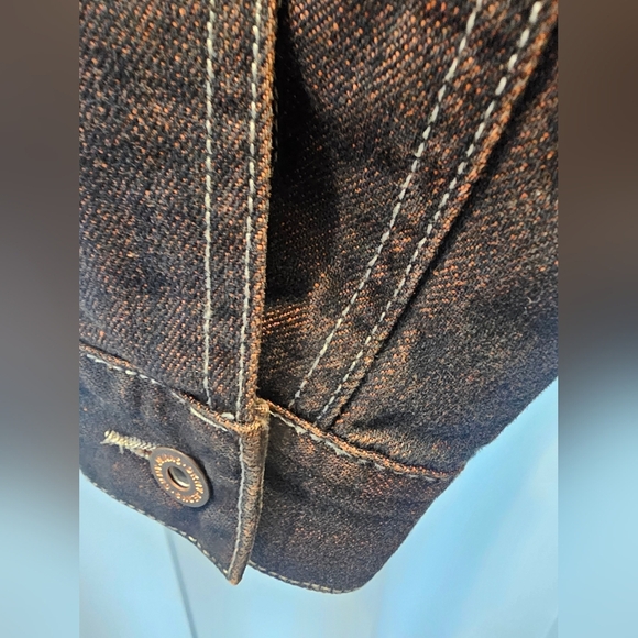 Never Worn! DKNY Bronze Quilted Jean Jacket Front Button With Pockets Medium - Picture 7 of 14